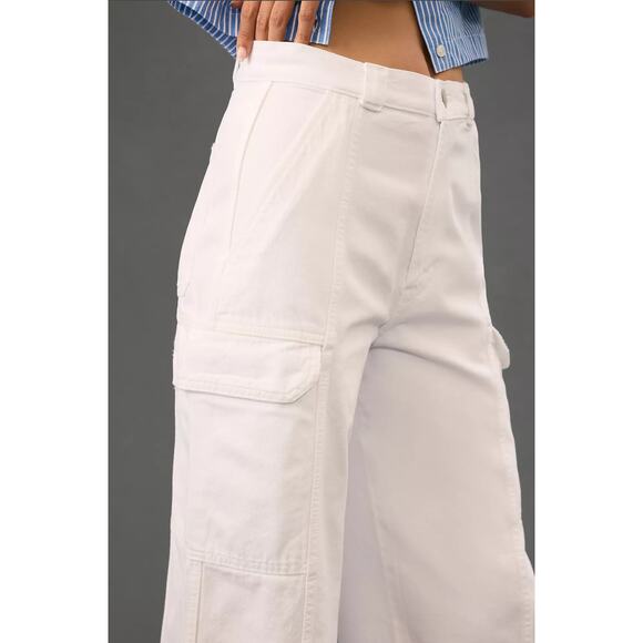 NWT Hudson High-Rise Wide-Leg White Cargo Pants - 32 waist - Picture 5 of 6